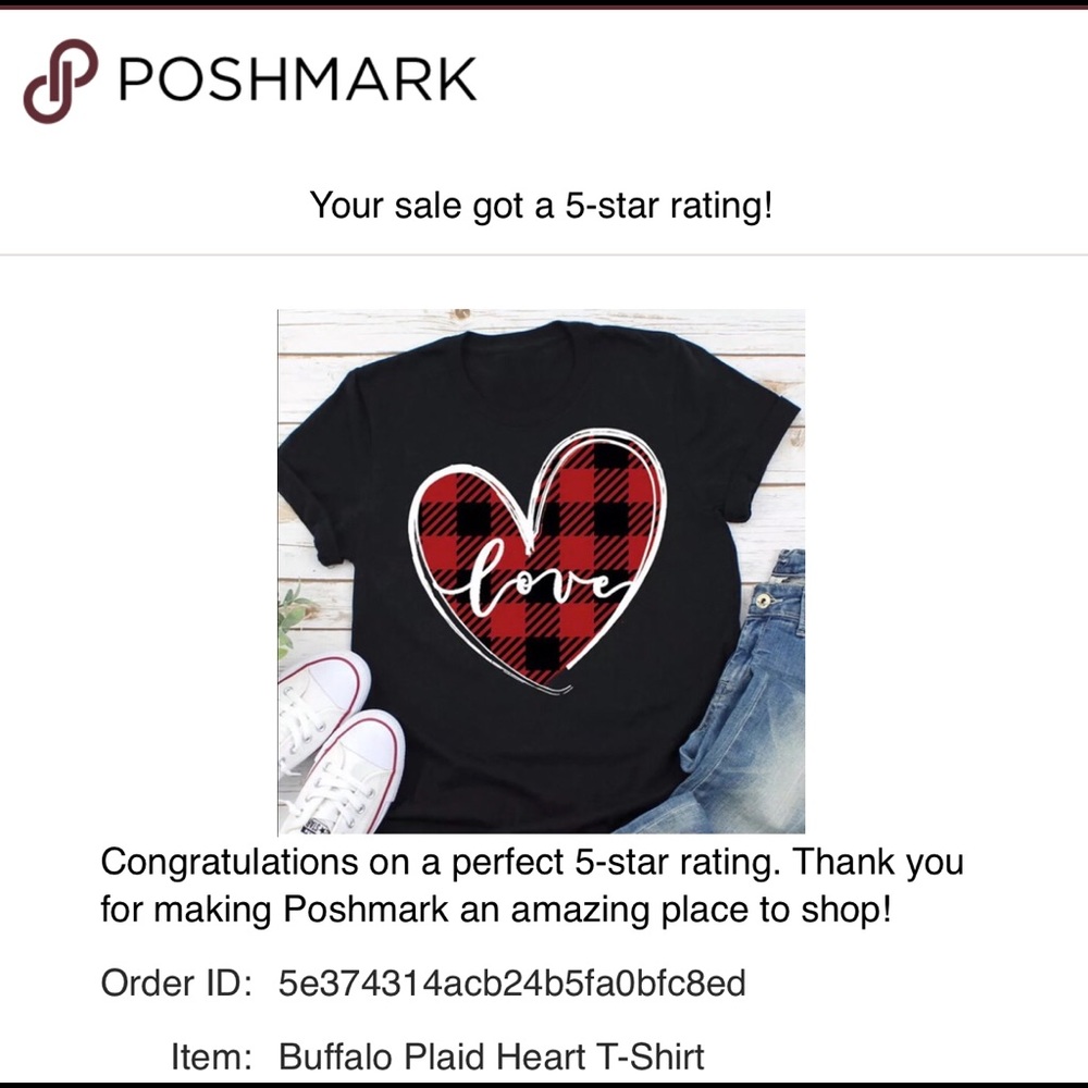 🎉last one🎉Buffalo Plaid Heart T-Shirt - Picture 5 of 5